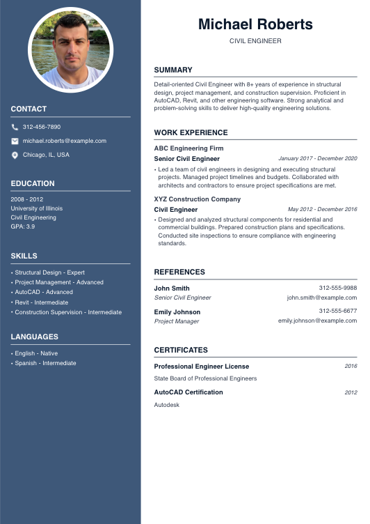 Civil Engineer Resume Resume Template