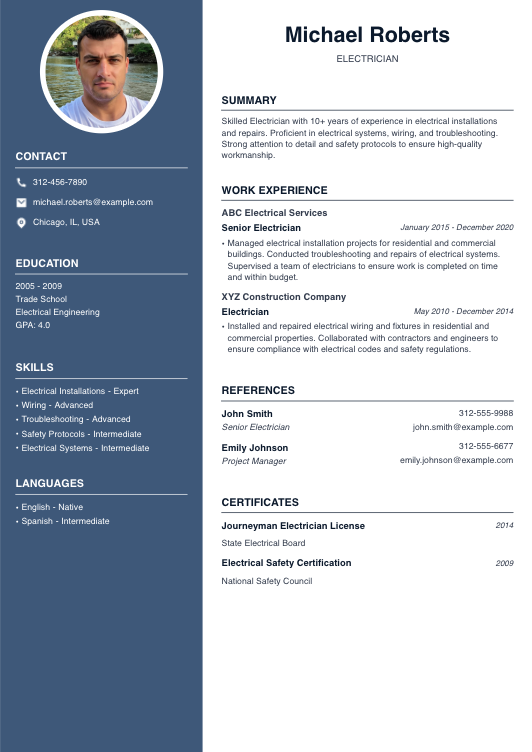 Electrician Resume Resume Template