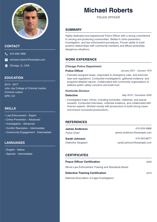 Police Officer Resume Resume Template