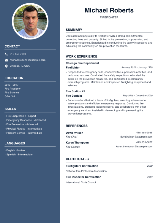 Firefighter Resume Resume Template