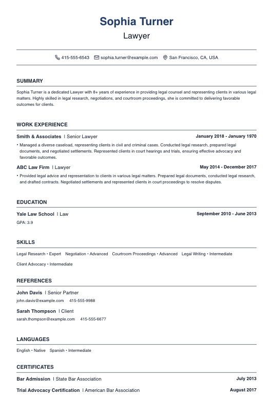 Lawyer Resume Resume Template