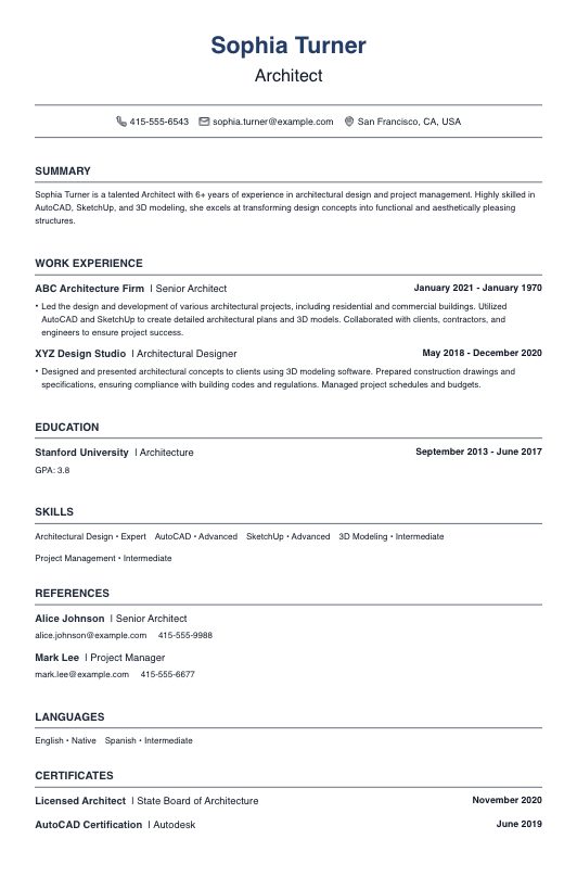 Architect Resume Resume Template