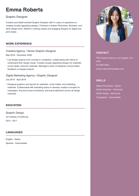 Graphic Designer Resume Resume Template