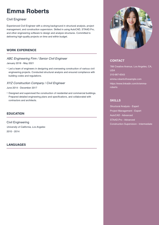 Civil Engineer Resume Resume Template