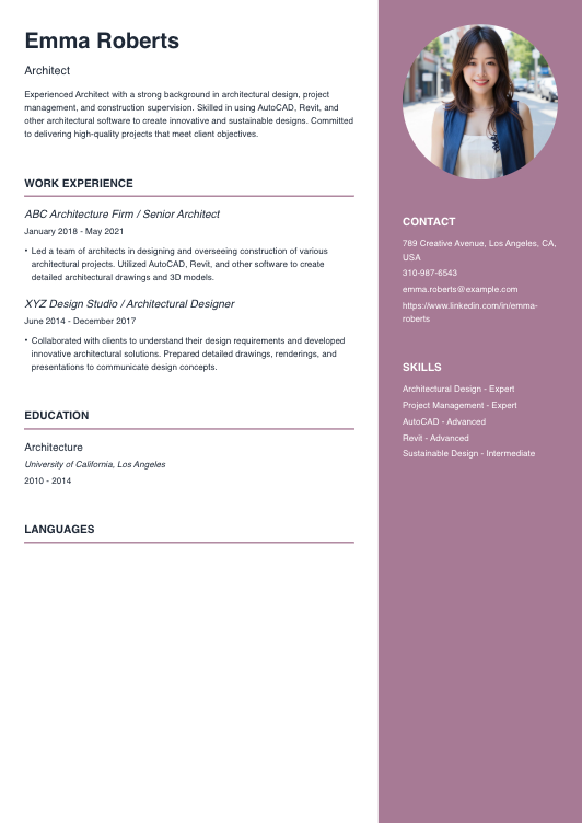 Architect Resume Resume Template