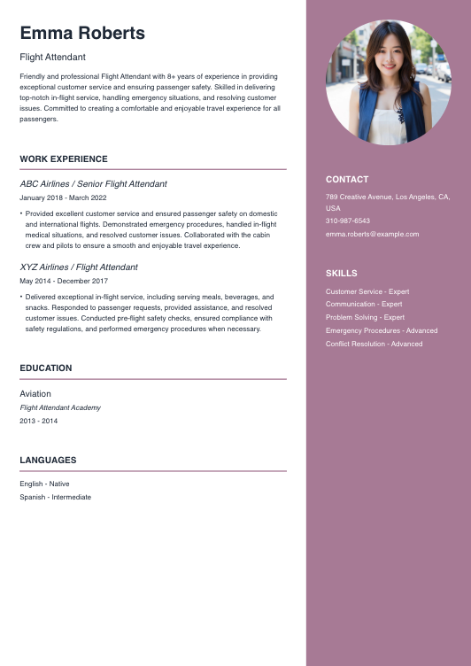 Flight Attendant Resume Resume Template