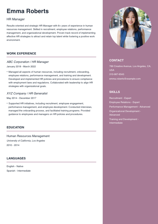 HR Manager Resume Resume Template