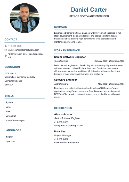 Software Engineer Resume Resume Template