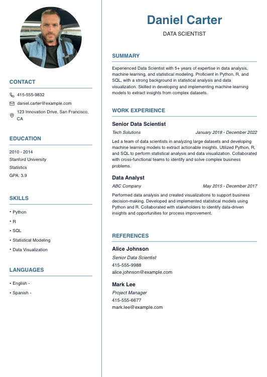 Data Scientist Resume Resume Template