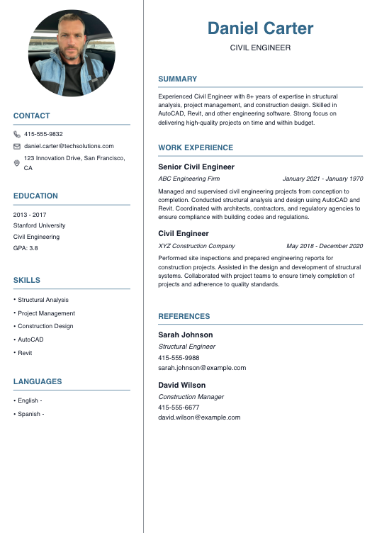 Civil Engineer Resume Resume Template