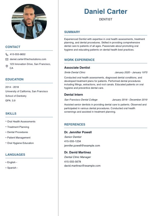 Dentist Resume Resume Template