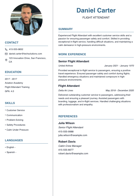 Flight Attendant Resume Resume Template