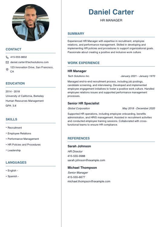 HR Manager Resume Resume Template