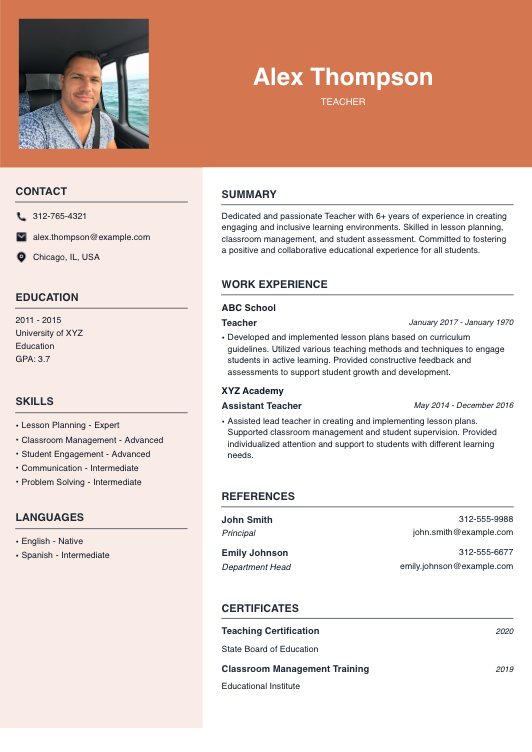 Teacher Resume Resume Template