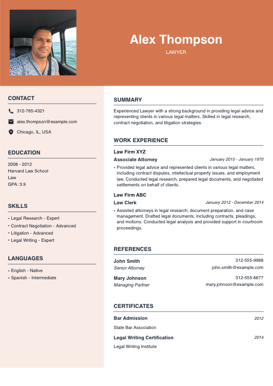 Lawyer Resume Resume Template