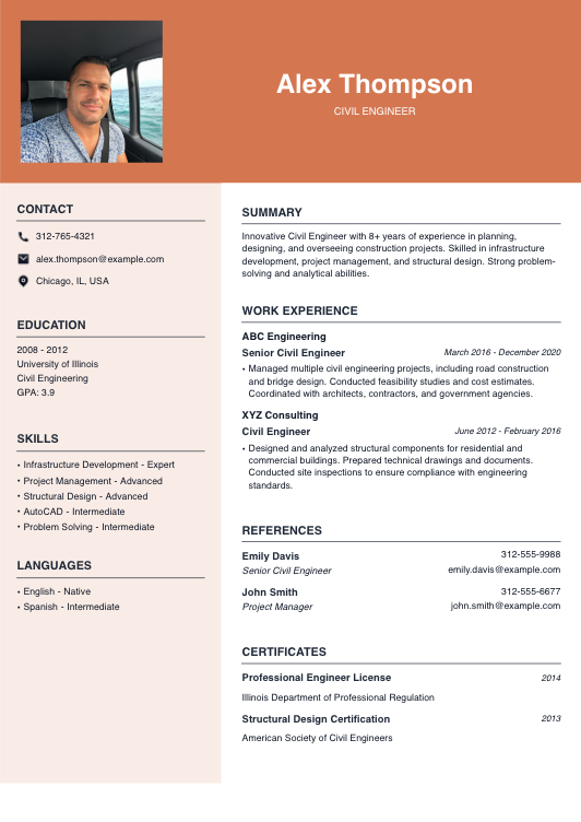 Civil Engineer Resume Resume Template