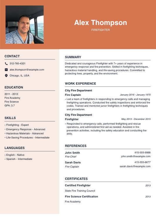 Firefighter Resume Resume Template