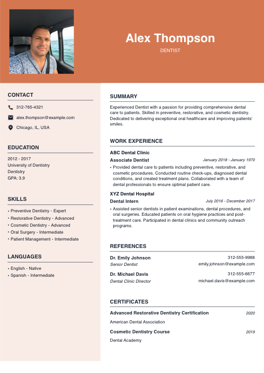 Dentist Resume Resume Template