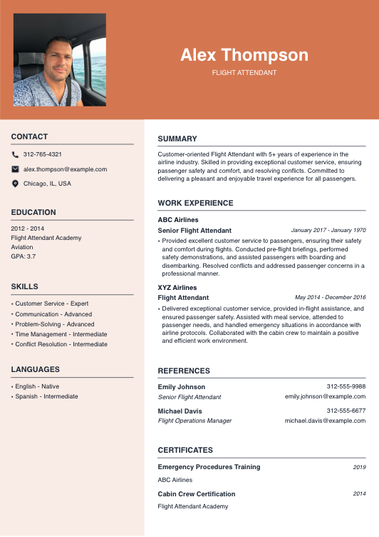 Flight Attendant Resume Resume Template