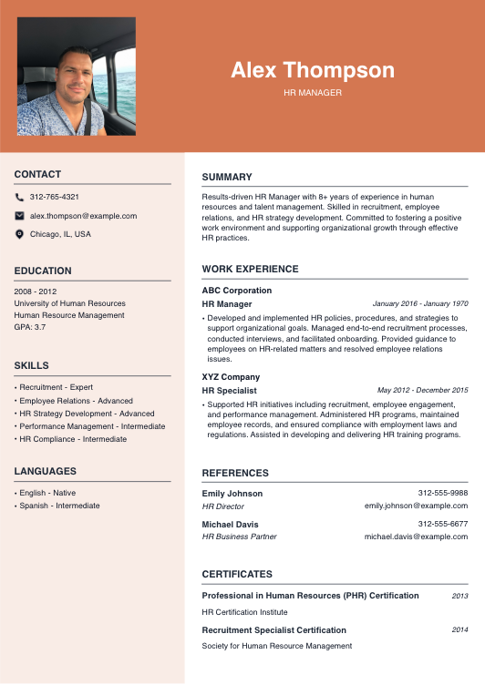 HR Manager Resume Resume Template