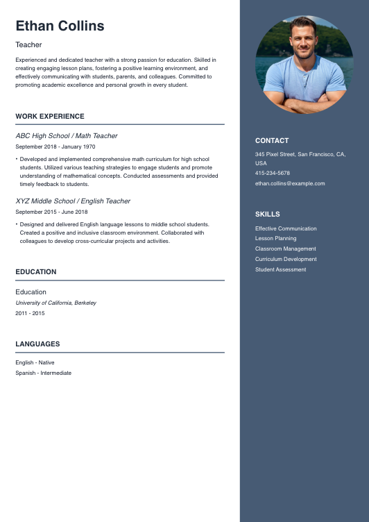 Teacher Resume Resume Template