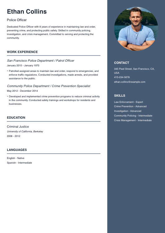 Police Officer Resume Resume Template