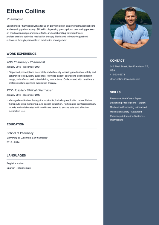 Pharmacist Resume Resume Template