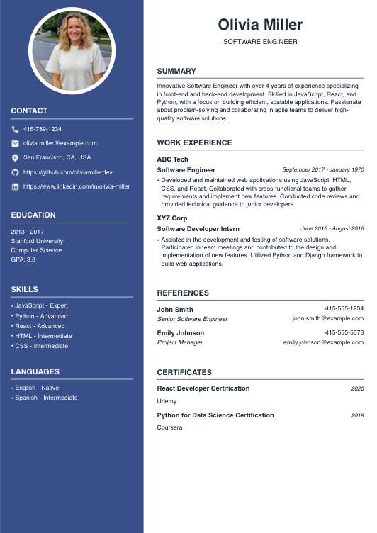 Software Engineer Resume Resume Template