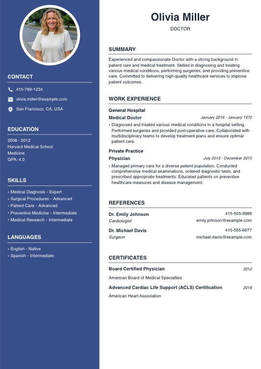 Doctor Resume Resume Template