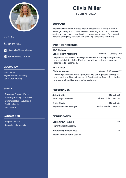 Flight Attendant Resume Resume Template