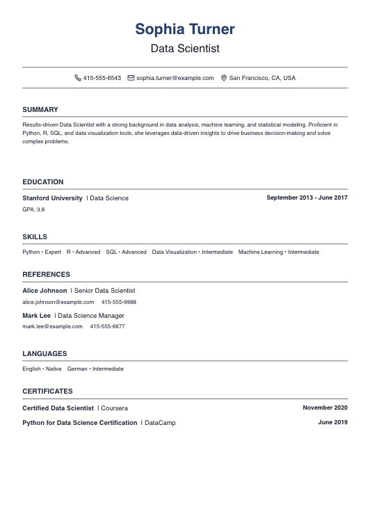 No Experience Data Scientist Resume Resume Template