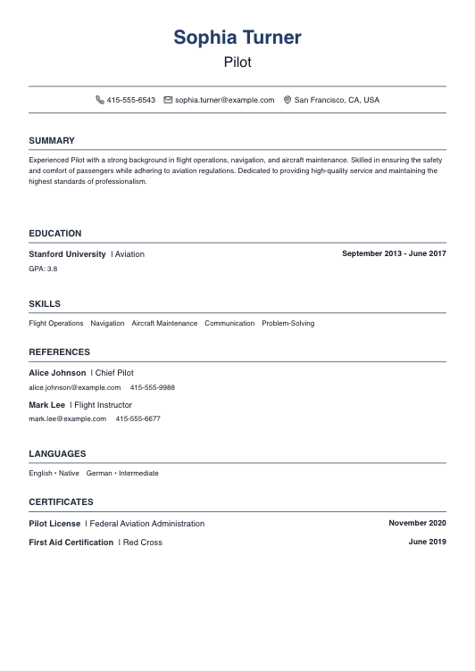 No Experience Pilot Resume Resume Template