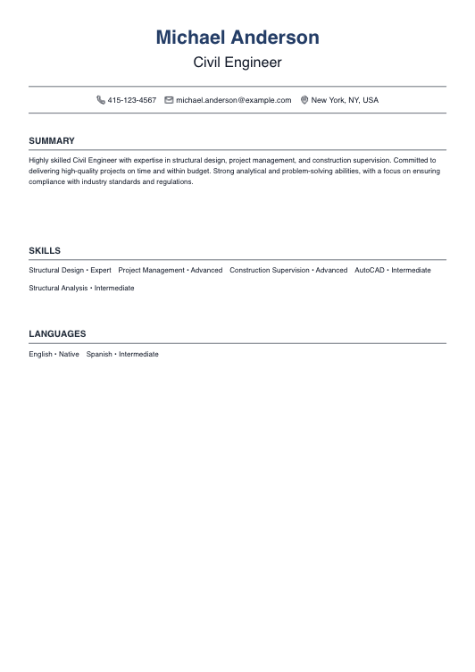 No Experience Civil Engineer Resume Resume Template